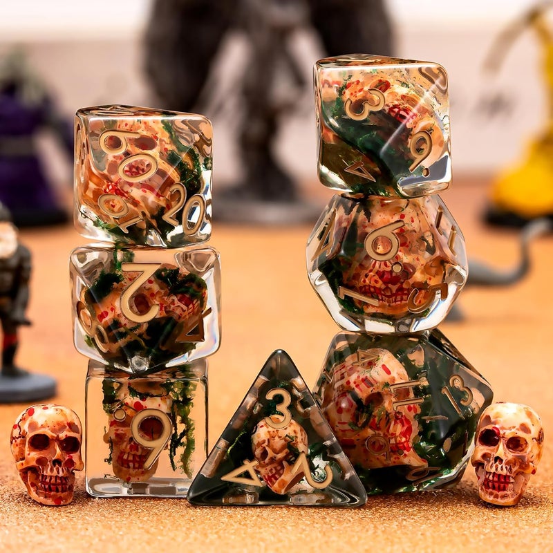 weyano Resin DND Skull Dice Set, D&D Polyhedral Dice for Dungeons and Dragons RPG, MTG Role Playing Games D and D Dice 7pc D20 D12 D10 D8 D6 D4 - Image 4